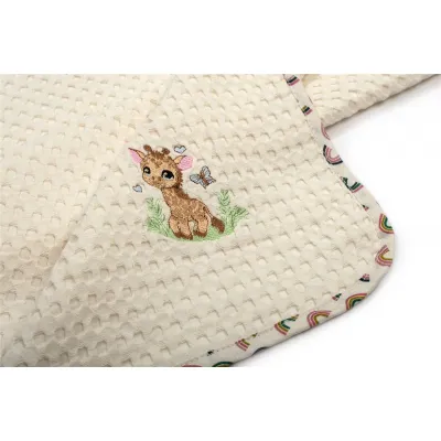 Κουβέρτα Πικέ Με Κέντημα bebe Giraffe 173 100X160 Ecru-Multi 100%  Cotton