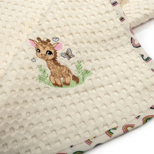 Κουβέρτα Πικέ Με Κέντημα bebe Giraffe 173 100X160 Ecru-Multi 100%  Cotton