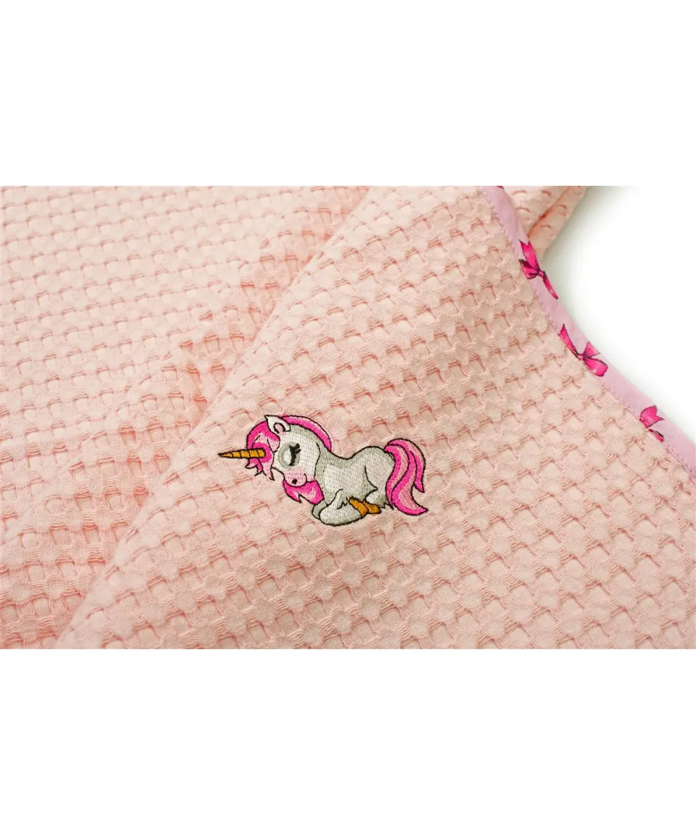 Κουβέρτα Πικέ Με Κέντημα bebe Unicorn 187 100X160 Pink 100%  Cotton