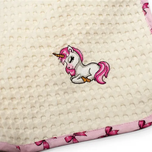 Κουβέρτα Πικέ Με Κέντημα bebe Unicorn 189 100X160 Ecru-Pink 100%  Cotton