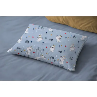 Μαξιλαροθήκη Εμπριμέ kids Rabbit Garden 584 50X70 Sky Blue 100%  Cotton