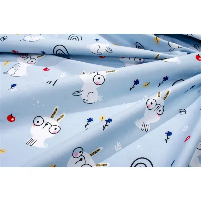 Παπλωματοθήκη Εμπριμέ kids Rabbit Garden 584 160X240 Sky Blue 100%  Cotton