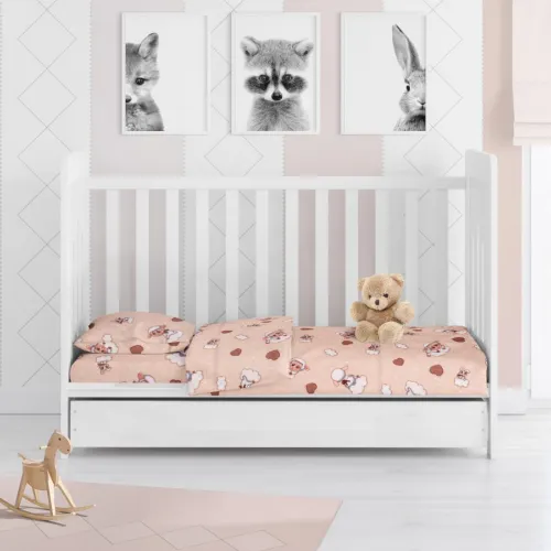 ΚΑΤΩΣΕΝΤΟΝΟ ΜΕ ΛΑΣΤΙΧΟ bebe Προβατάκι 07 0,70X1,40X0,15 Beige Flannel cotton 100% 