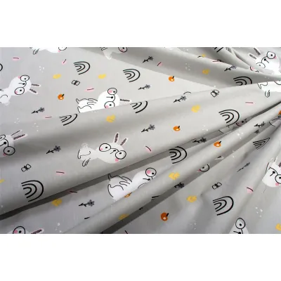 Παπλωματοθήκη Εμπριμέ kids Rabbit Garden 586 160X240 Grey 100%  Cotton