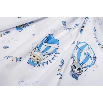 Παπλωματοθήκη Εμπριμέ kids The Floating Zoo 596 160X240 White-Blue 100%  Cotton