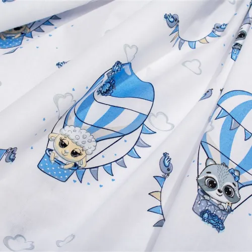 Παπλωματοθήκη Εμπριμέ kids The Floating Zoo 596 160X240 White-Blue 100%  Cotton