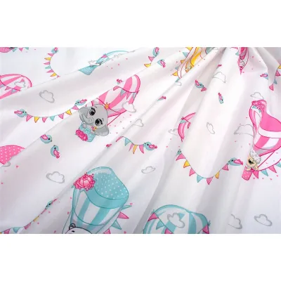 Παπλωματοθήκη Εμπριμέ kids The Floating Zoo 597 160X240 White-Pink 100%  Cotton