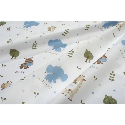 Παπλωματοθήκη Εμπριμέ kids Happy Safari 711 160X240 White-Sky Blue 100%  Cotton