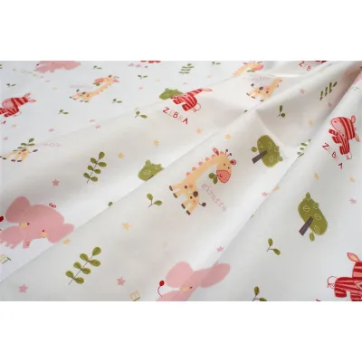 Παπλωματοθήκη Εμπριμέ kids Happy Safari 712 160X240 White-Pink 100%  Cotton