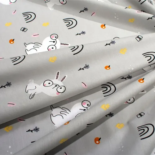 Σεντονάκι Λίκνου bebe Rabbit Garden 586 80X110 Grey 100%  Cotton
