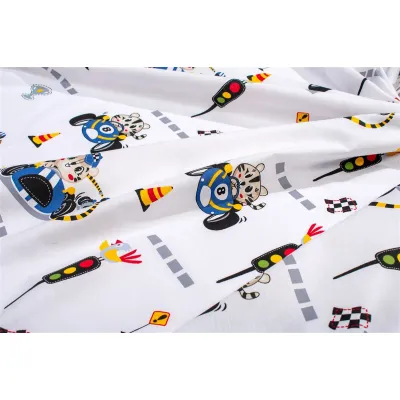 Σεντονάκι Λίκνου bebe Animal Grand Prix 589 80X110 White-Blue 100%  Cotton