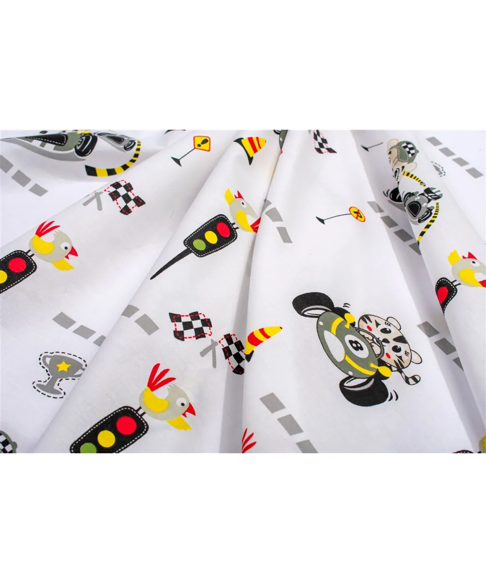 Σεντονάκι Λίκνου bebe Animal Grand Prix 590 80X110 White-Olive 100%  Cotton