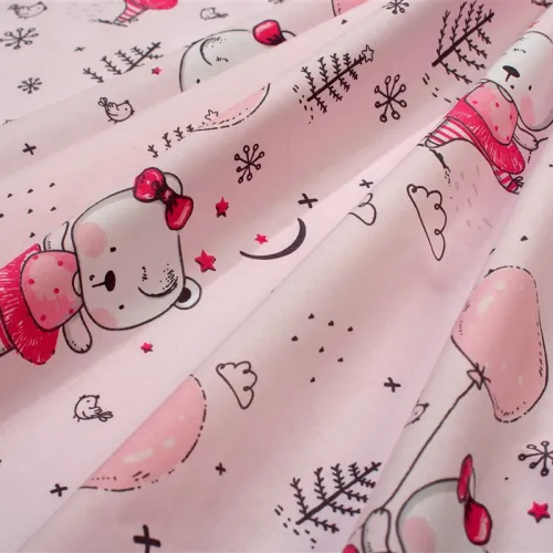 Σεντονάκι Λίκνου bebe Ballerina Bear 598 80X110 Pink 100%  Cotton