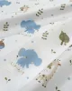 Σεντονάκι Λίκνου bebe Happy Safari 711 80X110 White-Sky Blue 100%  Cotton