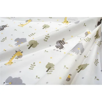 Σεντονάκι Λίκνου bebe Happy Safari 713 80X110 White-Grey 100%  Cotton