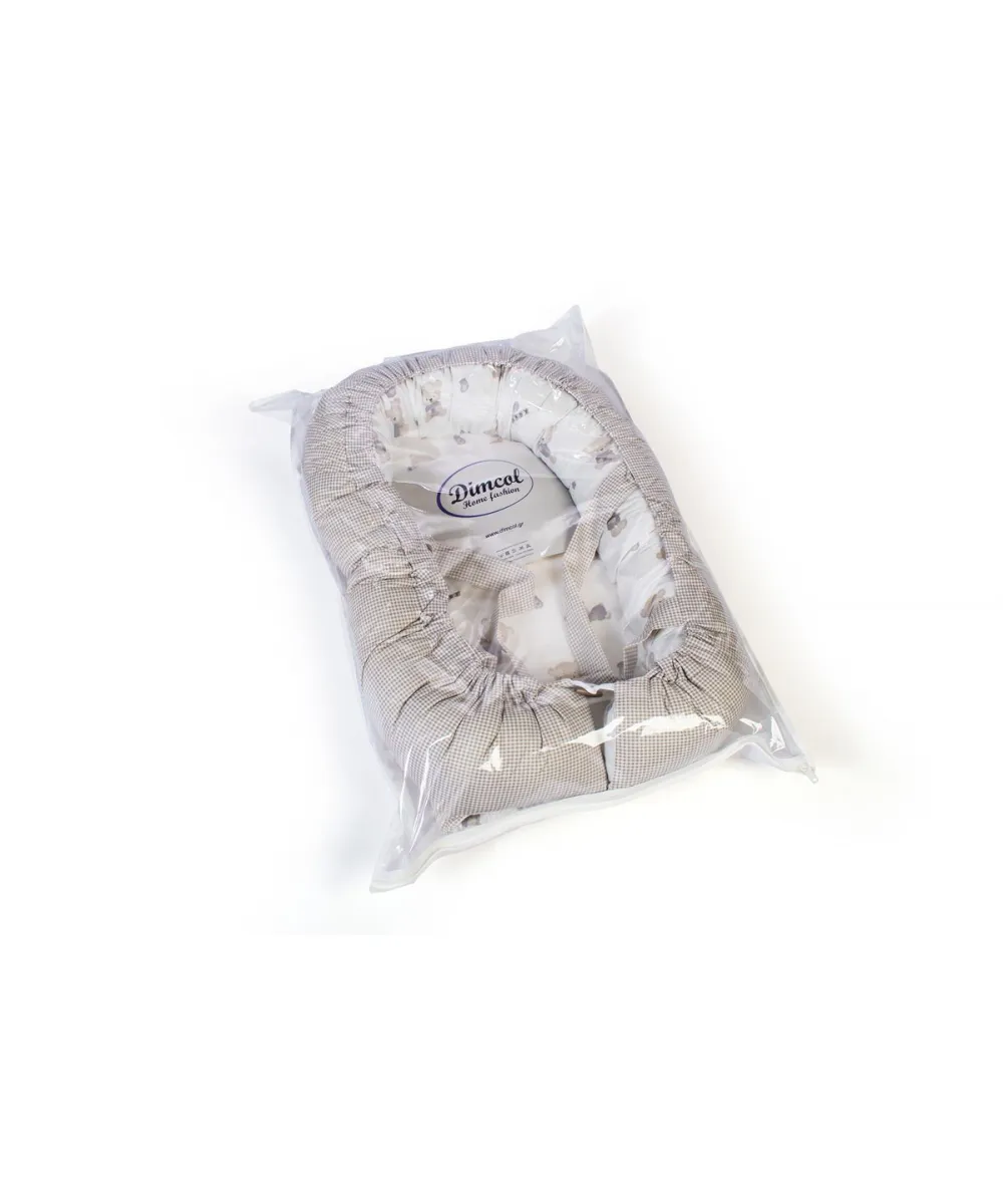 Φωλιά Ύπνου bebe Bear-s Nest 05 85x60x15 White-Grey 100%  Cotton
