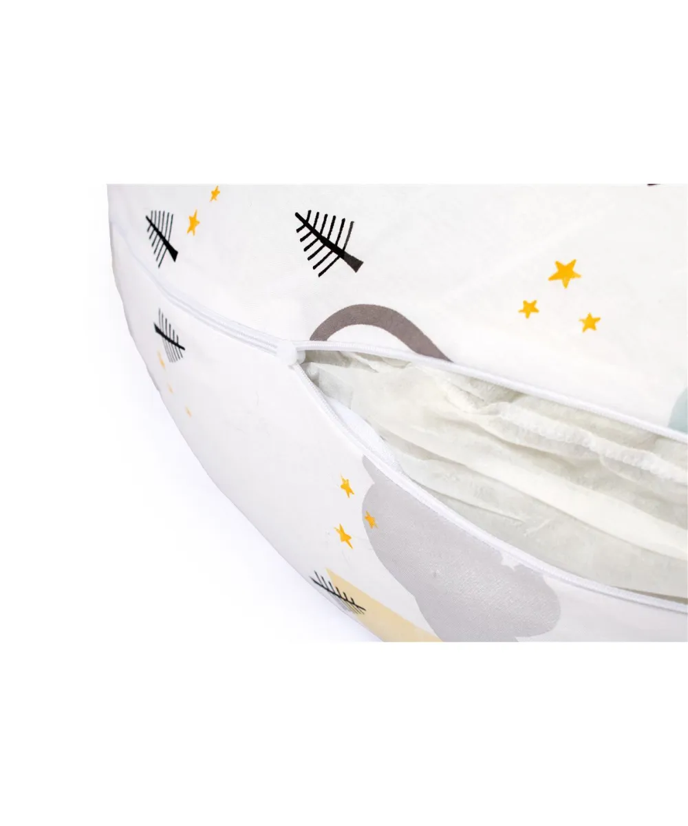 Μαξιλάρι Εγκυμοσύνης - Θηλασμού 2 σε 1 bebe Rainbow 01 155x35x20 White-Grey 100%  Cotton