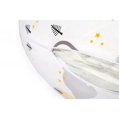 Μαξιλάρι Εγκυμοσύνης - Θηλασμού 2 σε 1 bebe Rainbow 01 155x35x20 White-Grey 100%  Cotton