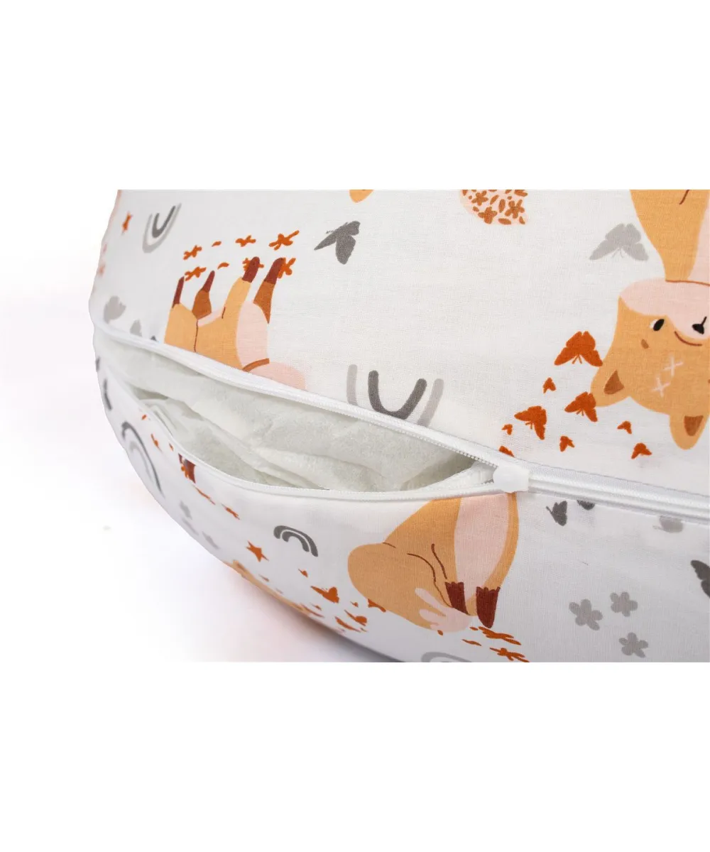Μαξιλάρι Εγκυμοσύνης - Θηλασμού 2 σε 1 bebe Cute Fox 02 155x35x20 White-Beige 100%  Cotton