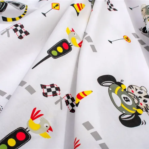 Κατωσέντονο Με Λάστιχο bebe Animal Grand Prix 590 0,70X1,40X0,15 White-Olive 100%  Cotton