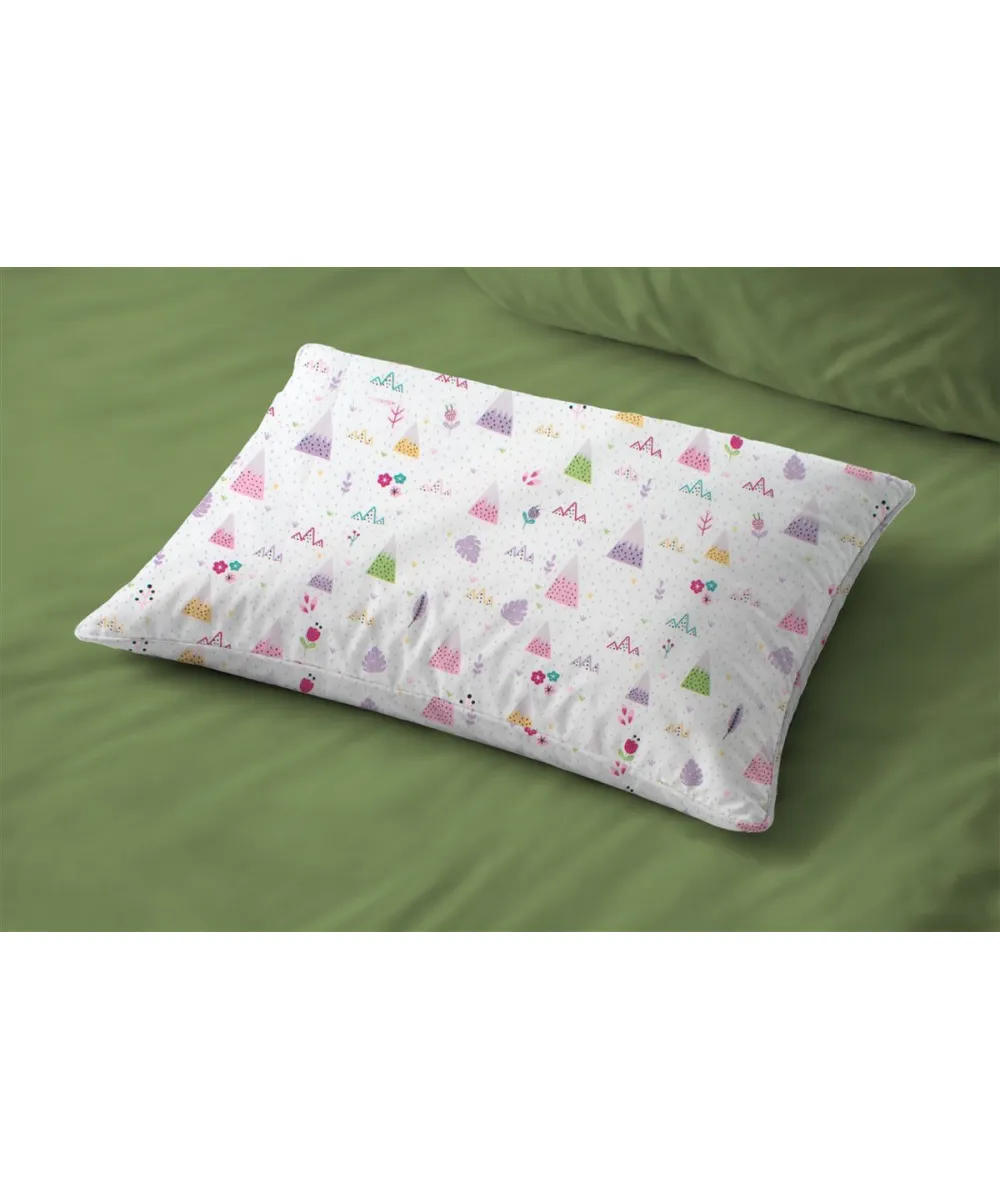 Μαξιλαροθήκη Εμπριμέ bebe Whimsical Mountainside 587 35X45 White-Pastel Lilac 100%  Cotton