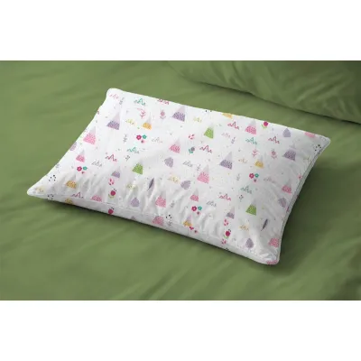 Μαξιλαροθήκη Εμπριμέ bebe Whimsical Mountainside 587 35X45 White-Pastel Lilac 100%  Cotton