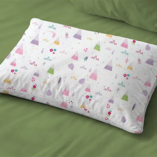 Μαξιλαροθήκη Εμπριμέ bebe Whimsical Mountainside 587 35X45 White-Pastel Lilac 100%  Cotton