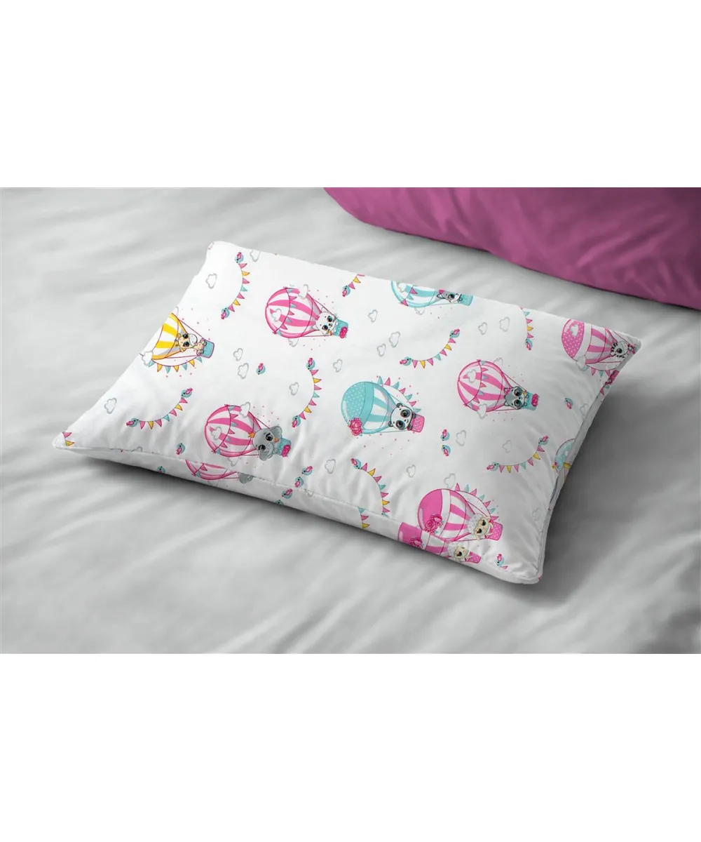 Μαξιλαροθήκη Εμπριμέ bebe The Floating Zoo 597 35X45 White-Pink 100%  Cotton