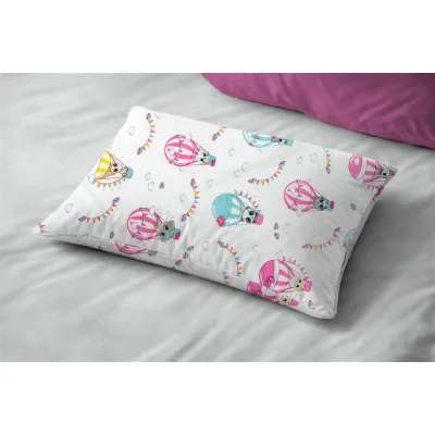 Μαξιλαροθήκη Εμπριμέ bebe The Floating Zoo 597 35X45 White-Pink 100%  Cotton