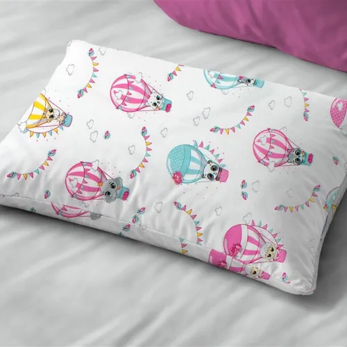 Μαξιλαροθήκη Εμπριμέ bebe The Floating Zoo 597 35X45 White-Pink 100%  Cotton