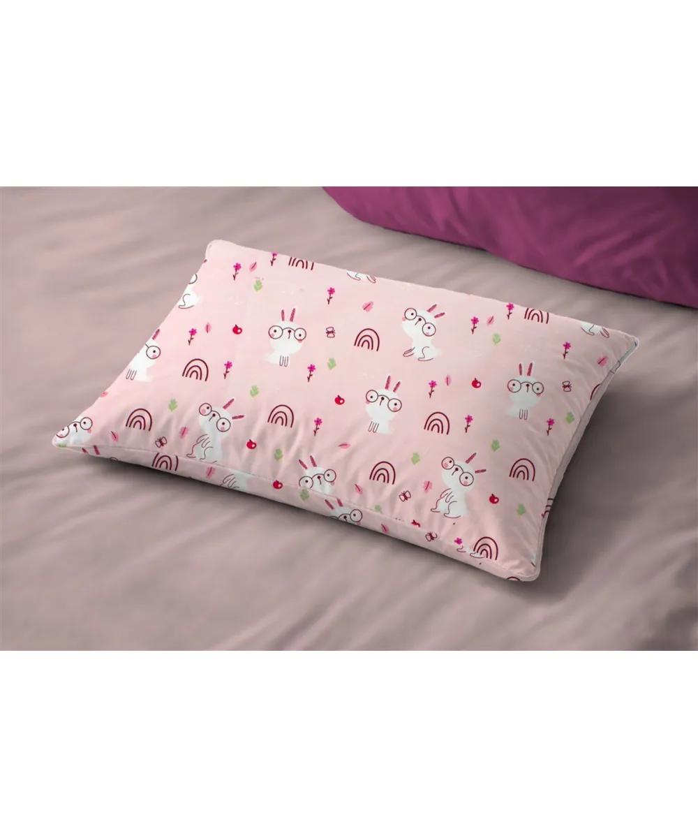 Μαξιλαροθήκη Εμπριμέ kids Rabbit Garden 585 50X70 Pink 100%  Cotton
