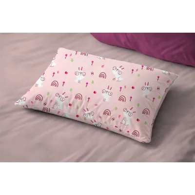 Μαξιλαροθήκη Εμπριμέ kids Rabbit Garden 585 50X70 Pink 100%  Cotton