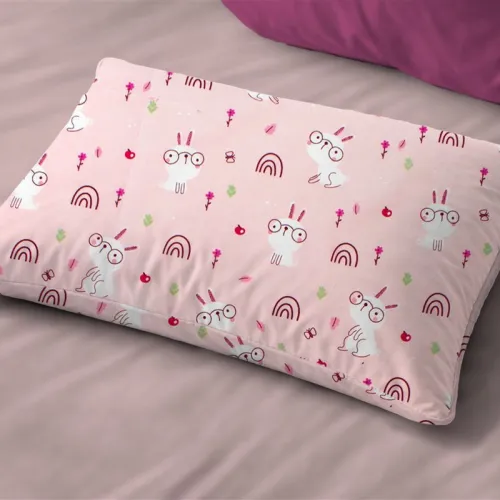 Μαξιλαροθήκη Εμπριμέ kids Rabbit Garden 585 50X70 Pink 100%  Cotton