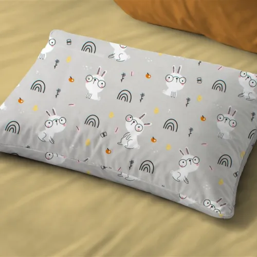 Μαξιλαροθήκη Εμπριμέ kids Rabbit Garden 586 50X70 Grey 100%  Cotton