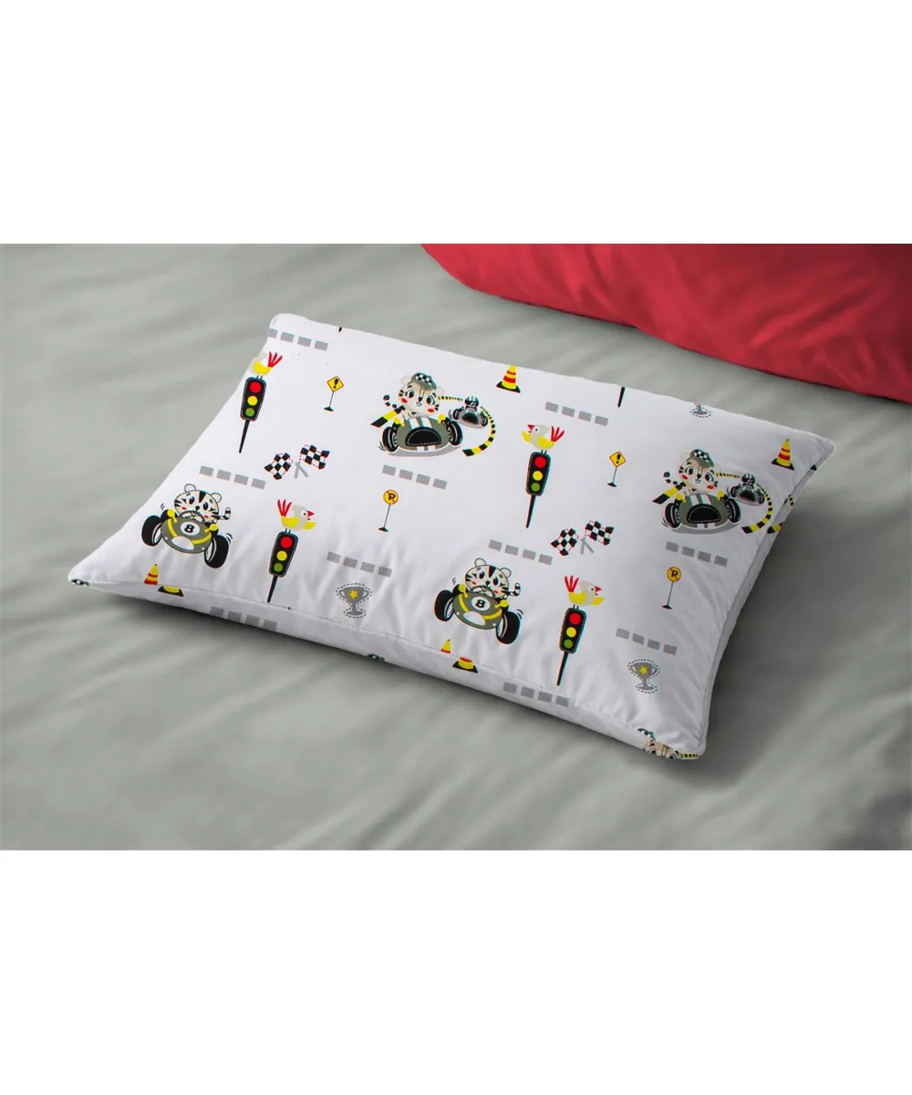 Μαξιλαροθήκη Εμπριμέ kids Animal Grand Prix 590 50X70 White-Olive 100%  Cotton