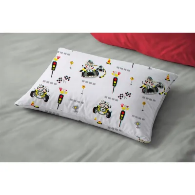 Μαξιλαροθήκη Εμπριμέ kids Animal Grand Prix 590 50X70 White-Olive 100%  Cotton