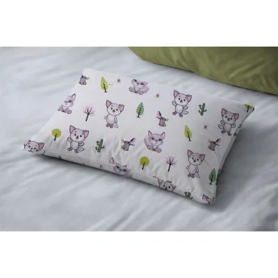 Μαξιλαροθήκη Εμπριμέ kids Baby Foxes 594 50X70 White-Pastel Lilac 100%  Cotton