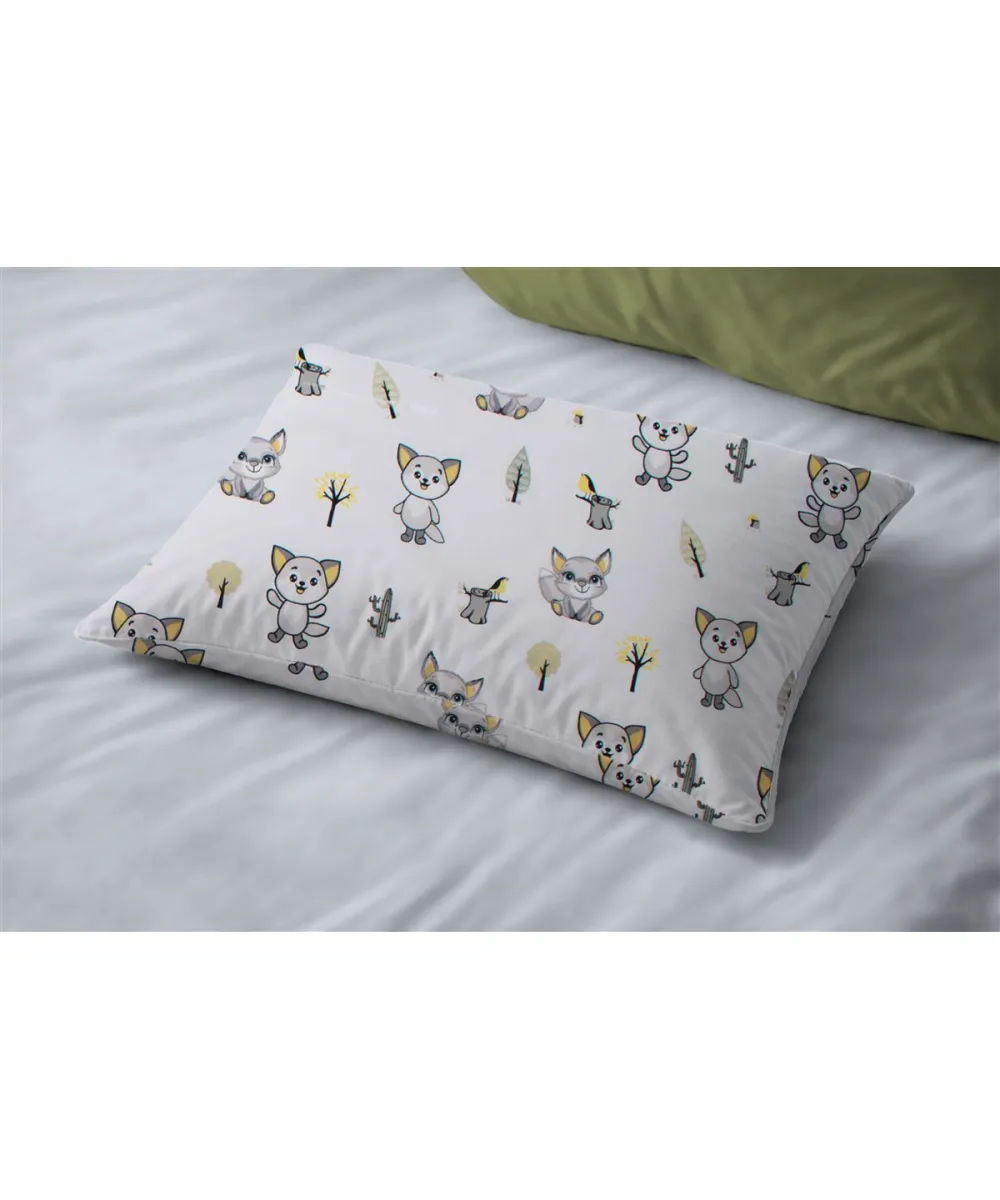 Μαξιλαροθήκη Εμπριμέ kids Baby Foxes 595 50X70 White-Grey 100%  Cotton