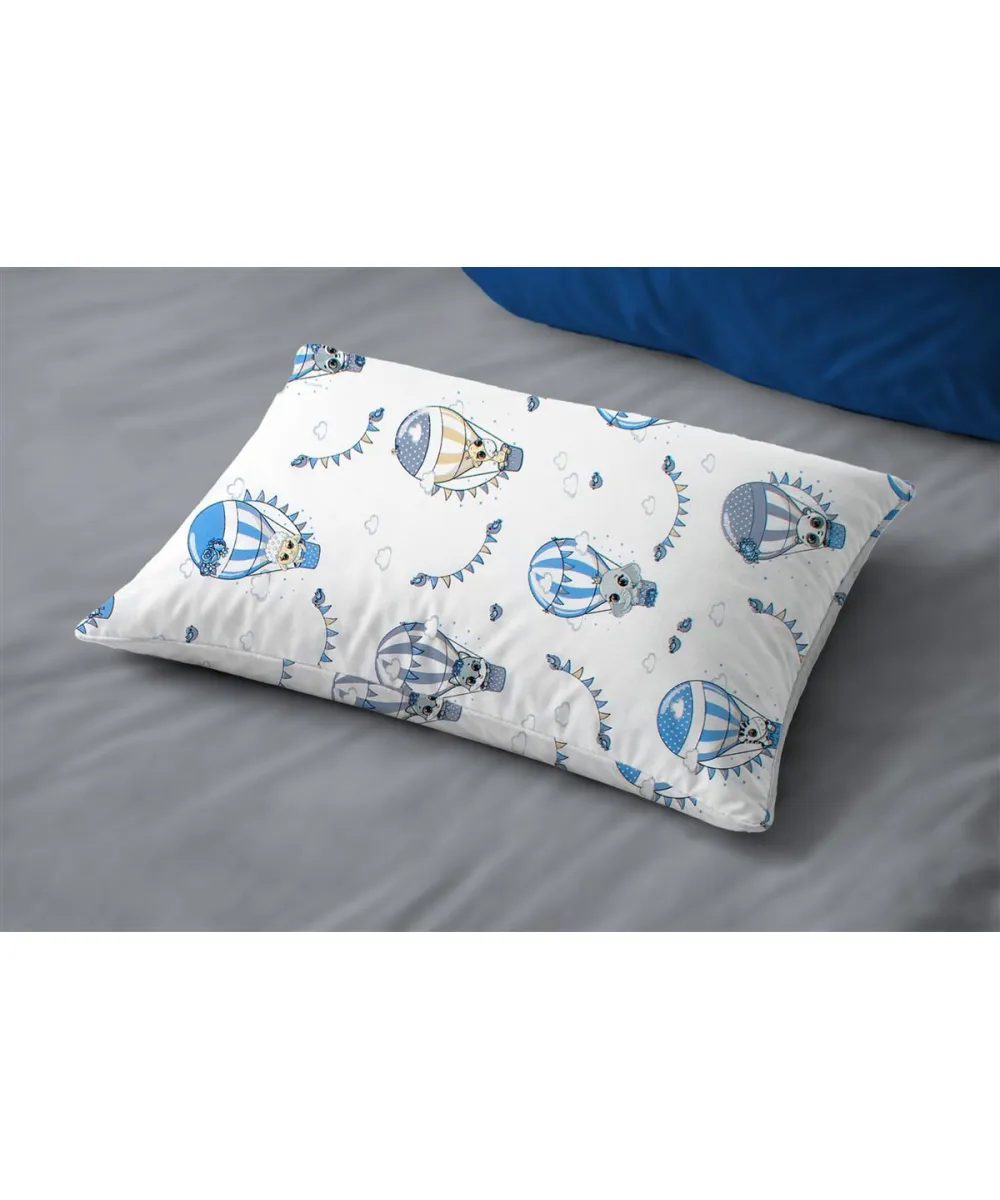 Μαξιλαροθήκη Εμπριμέ kids The Floating Zoo 596 50X70 White-Blue 100%  Cotton