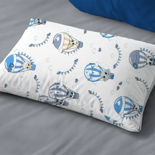 Μαξιλαροθήκη Εμπριμέ kids The Floating Zoo 596 50X70 White-Blue 100%  Cotton