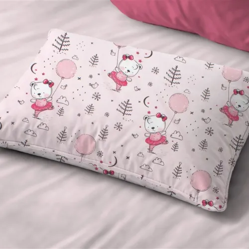 Μαξιλαροθήκη Εμπριμέ kids Ballerina Bear 598 50X70 Pink 100%  Cotton