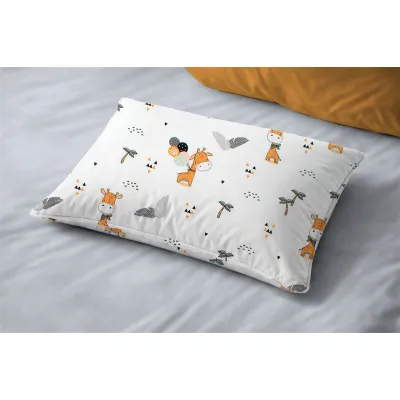 Μαξιλαροθήκη Εμπριμέ kids Giraffe 599 50X70 White-Orange 100%  Cotton