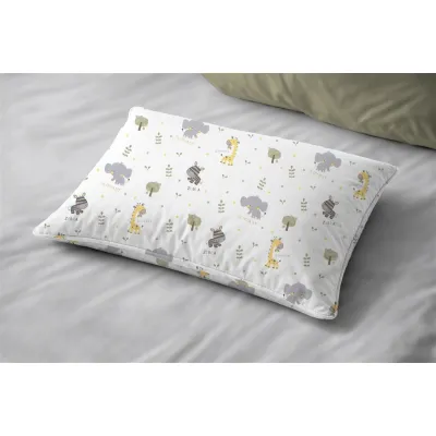 Μαξιλαροθήκη Εμπριμέ kids Happy Safari 713 50X70 White-Grey 100%  Cotton
