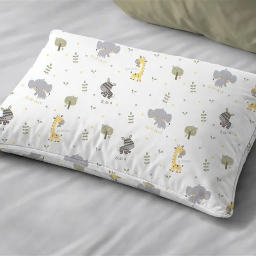 Μαξιλαροθήκη Εμπριμέ kids Happy Safari 713 50X70 White-Grey 100%  Cotton