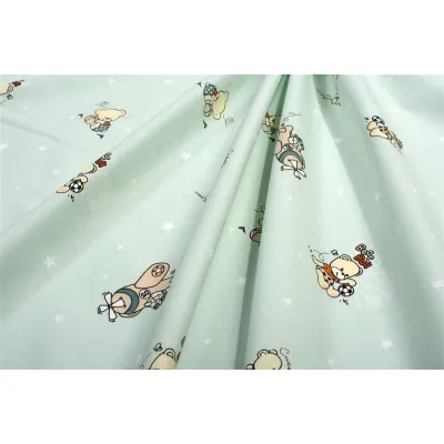 Παπλωματοθήκη Εμπριμέ bebe Bear-s Playtime 593 120X160 Mint 100%  Cotton
