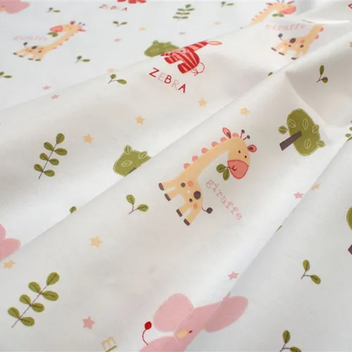 Παπλωματοθήκη Εμπριμέ bebe Happy Safari 712 120X160 White-Pink 100%  Cotton