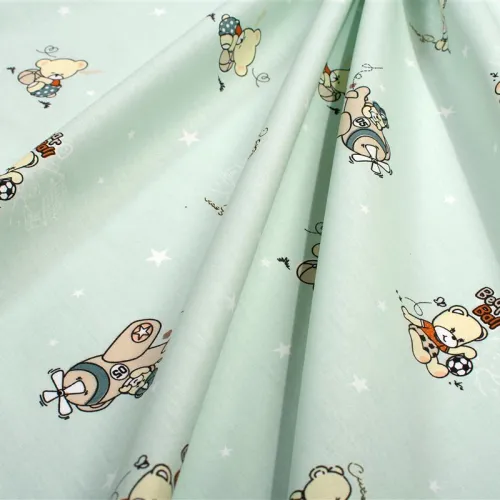 Παπλωματοθήκη Εμπριμέ kids Bear-s Playtime 593 160X240 Mint 100%  Cotton