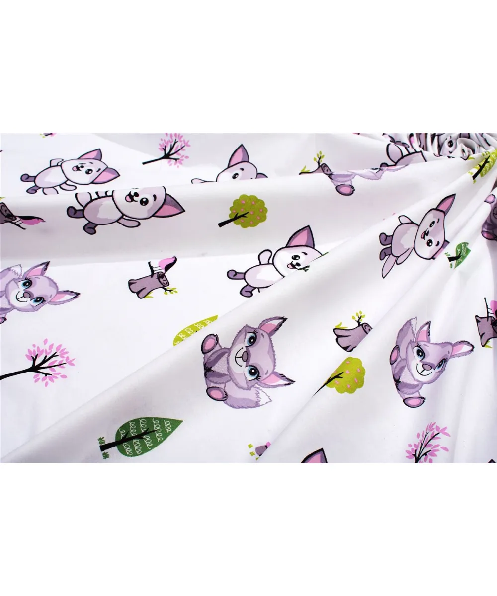 Παπλωματοθήκη Εμπριμέ kids Baby Foxes 594 160X240 White-Pastel Lilac 100%  Cotton