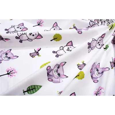Παπλωματοθήκη Εμπριμέ kids Baby Foxes 594 160X240 White-Pastel Lilac 100%  Cotton
