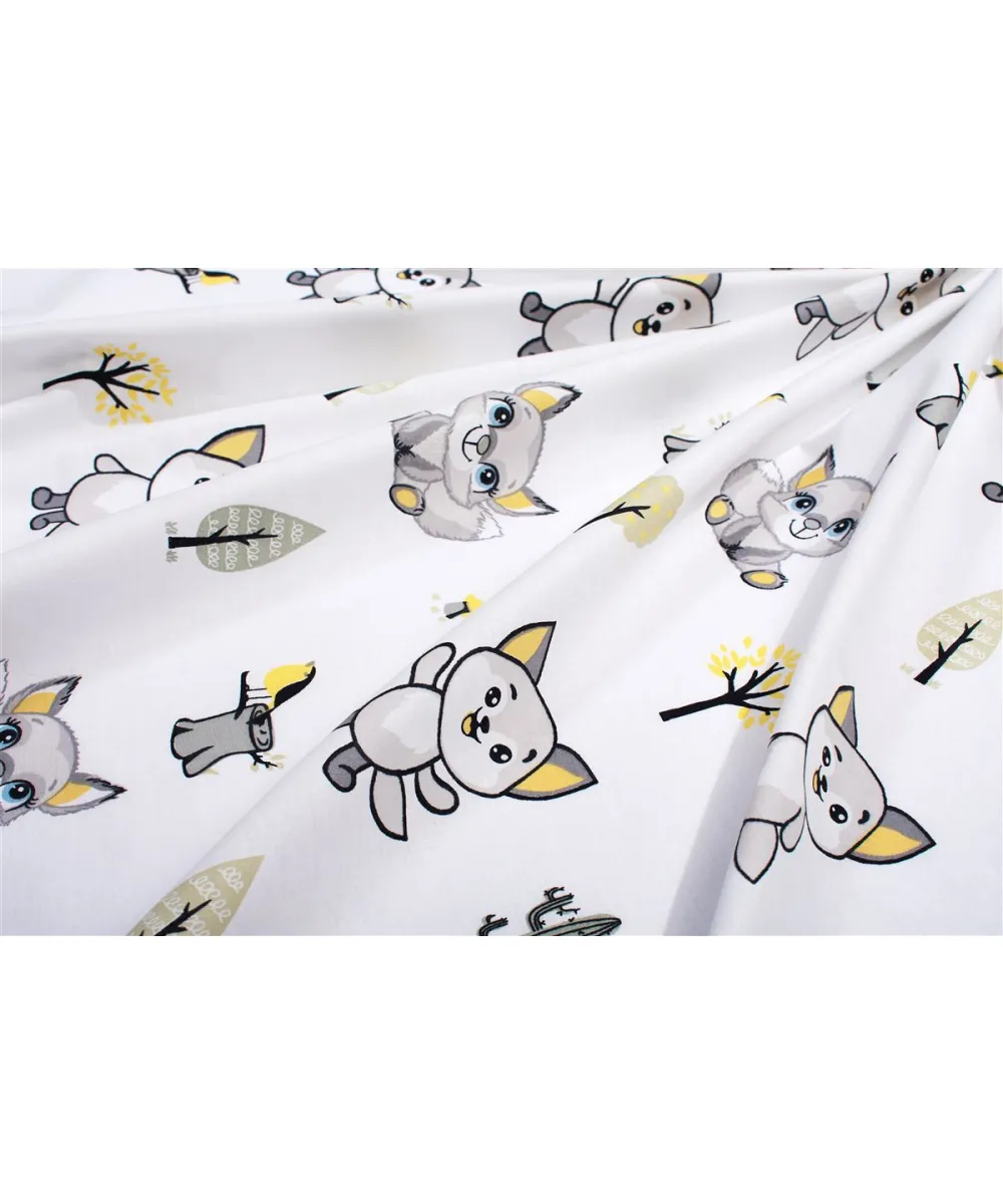 Παπλωματοθήκη Εμπριμέ kids Baby Foxes 595 160X240 White-Grey 100%  Cotton